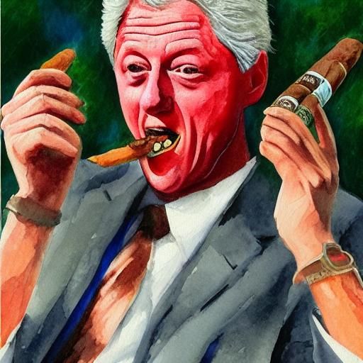 Bill Clinton choking on a cigar
