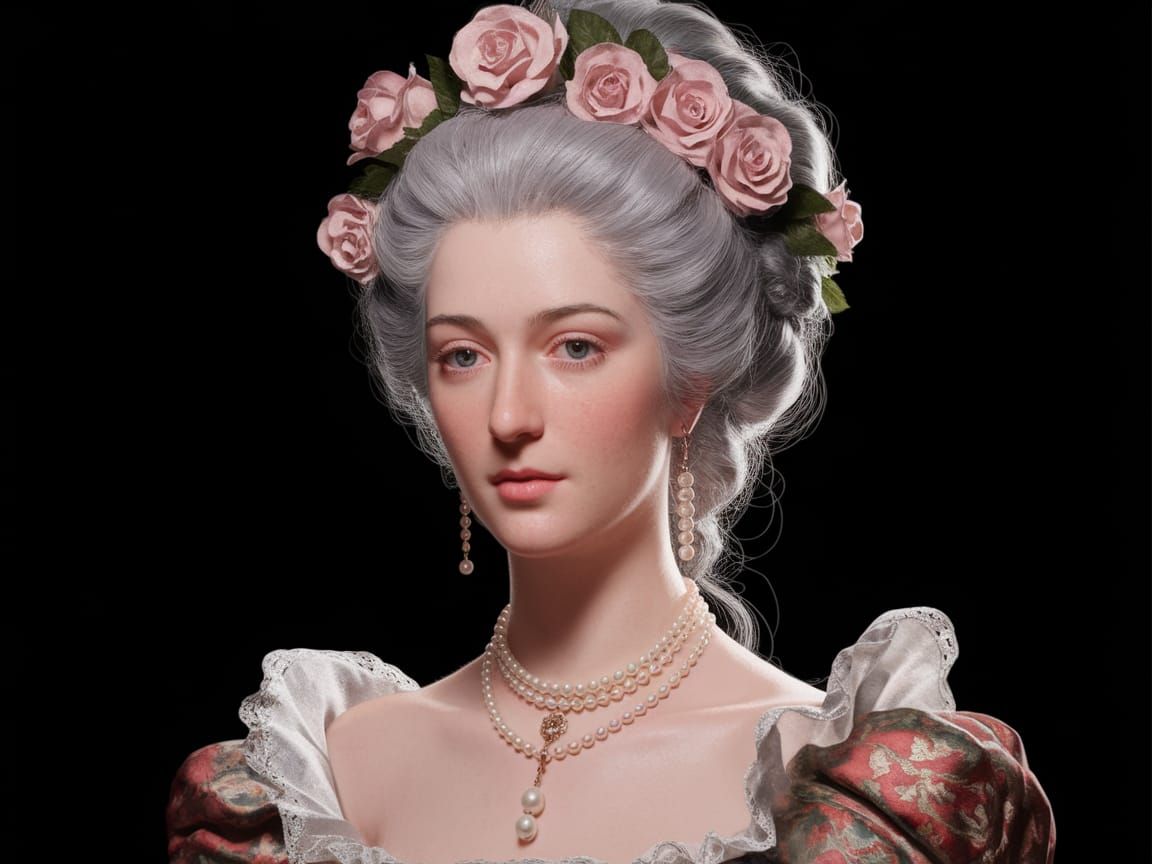 Elegant Woman Portrait in Rococo Style