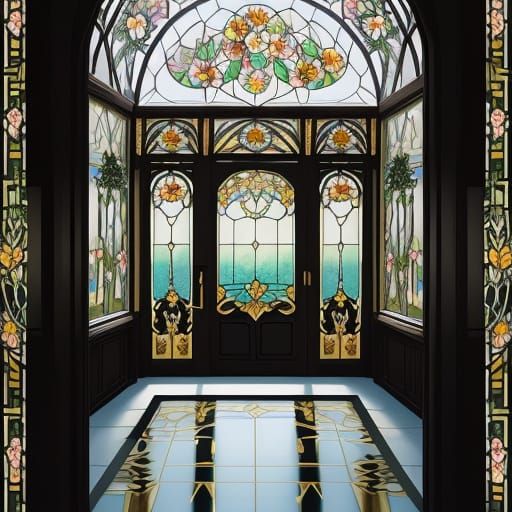 Gothic Art Nouveau Villa with Stained Glass and Gold Details