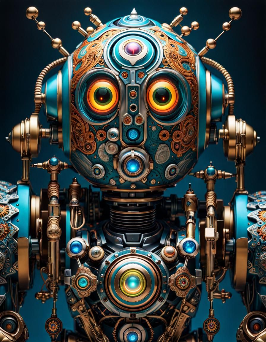Kaleidoscope Robot Butler Portrait in Sci-Fi Style