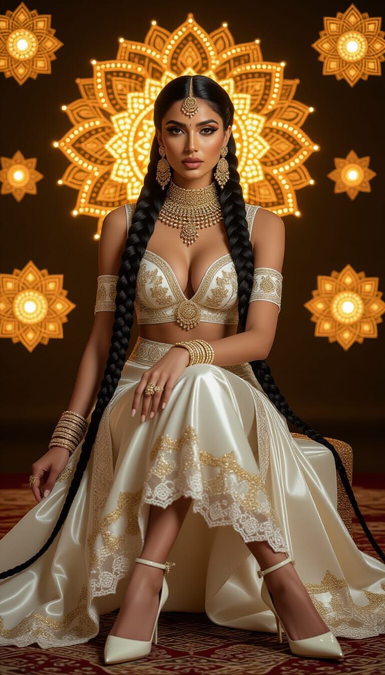 Stunning Woman with Braids and Golden Mandalas