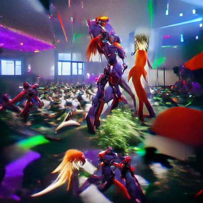 Cyberpunk Evangelion Unit 02 Dances at Neon Disco