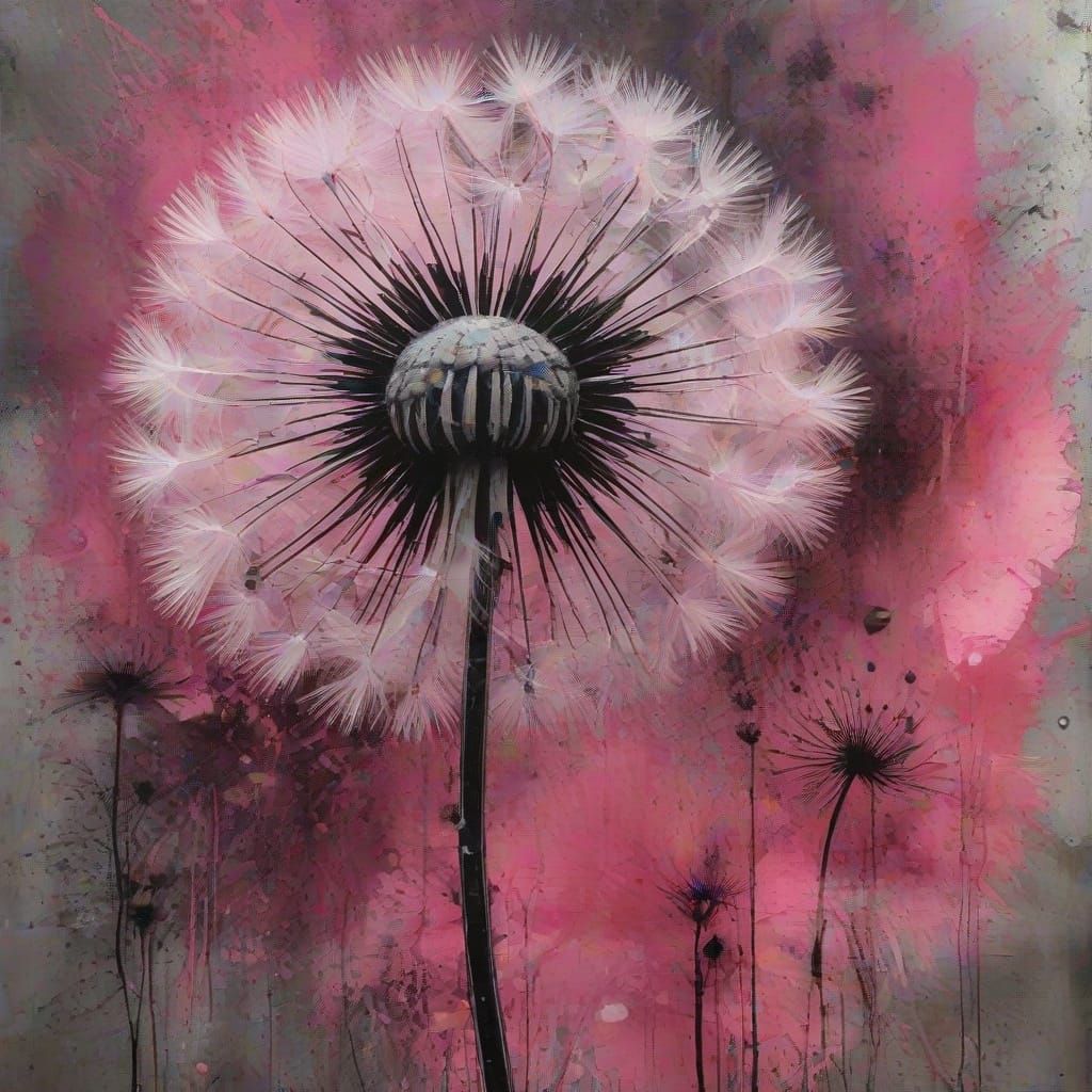 Grunge Abstract in Pink and Silver Metallics