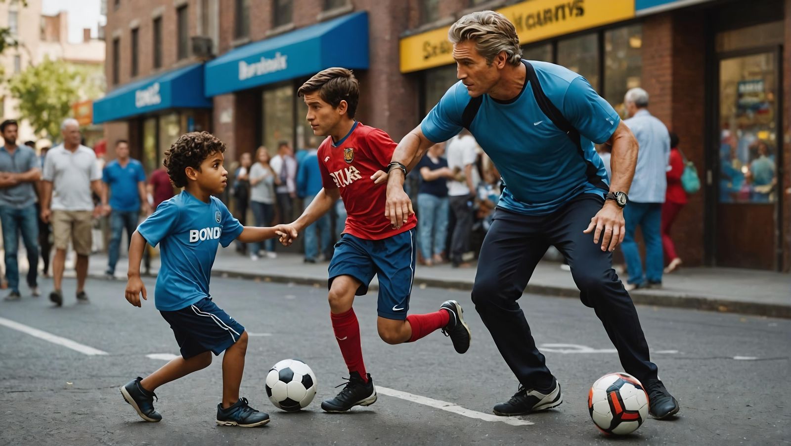 Brainiac in Joyful Football Moment with Youth, Hyperrealisti...