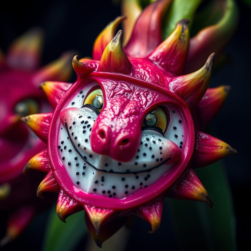 Hyperrealistic Dragon Fruit Portrait in Cinematic Style
