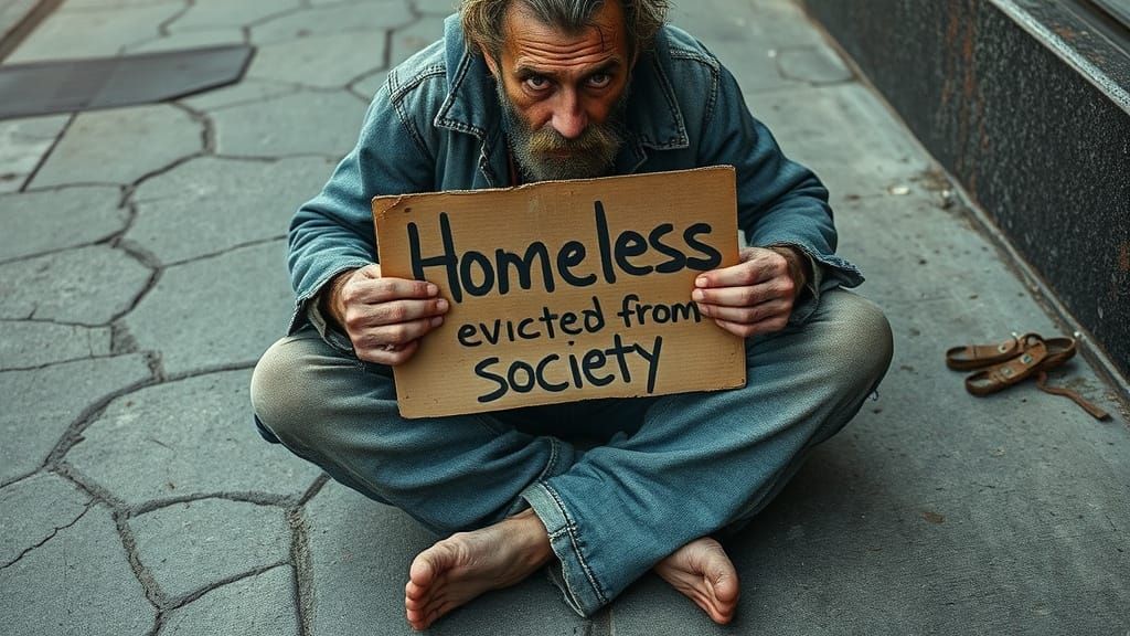 Aged Homeless Man in Hyperrealistic Detail