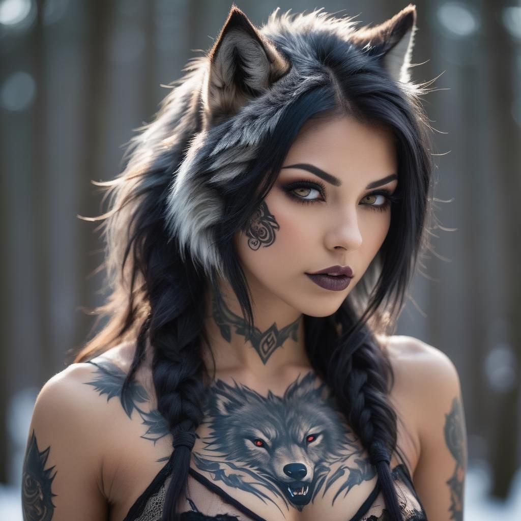 Ethereal Lycanthrope Goddess in Bokeh Light