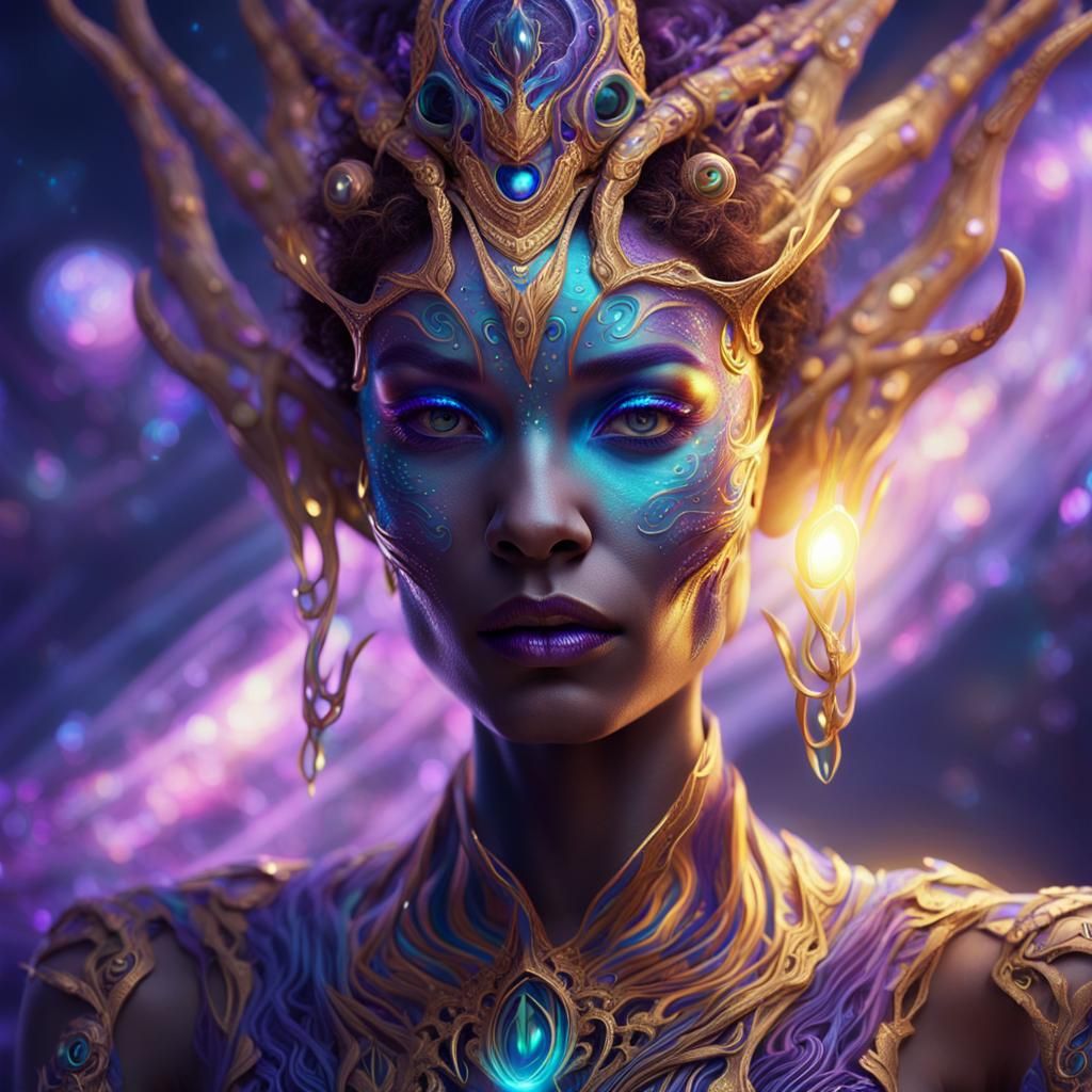 Iridescent Alien Portrait in Surrealist Style