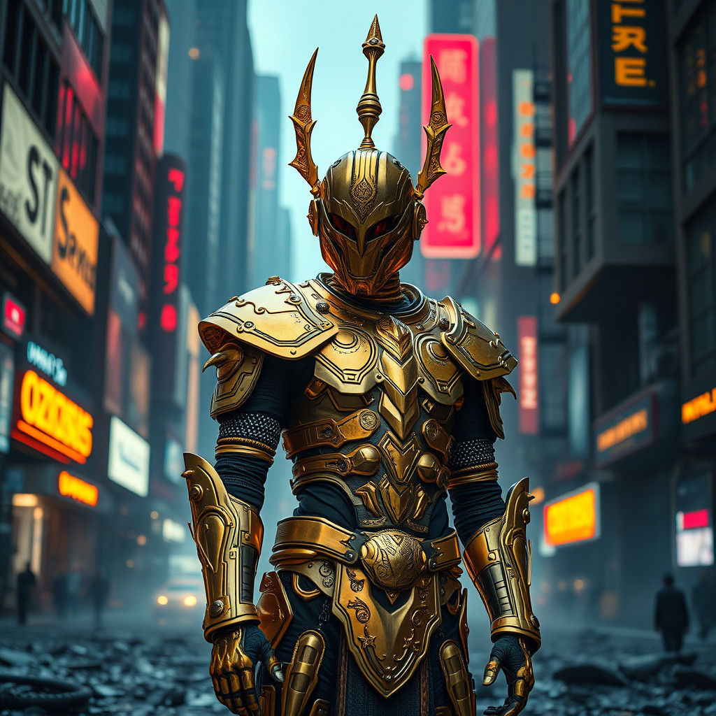 Cyberpunk God Oziris in Ornate Armor