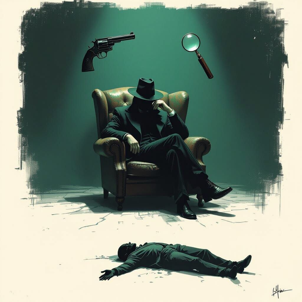 Film Noir Detective Scene in Dark Green