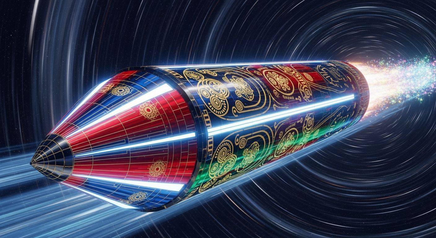 Klimt-Inspired Spaceship in Star Formation Vortex