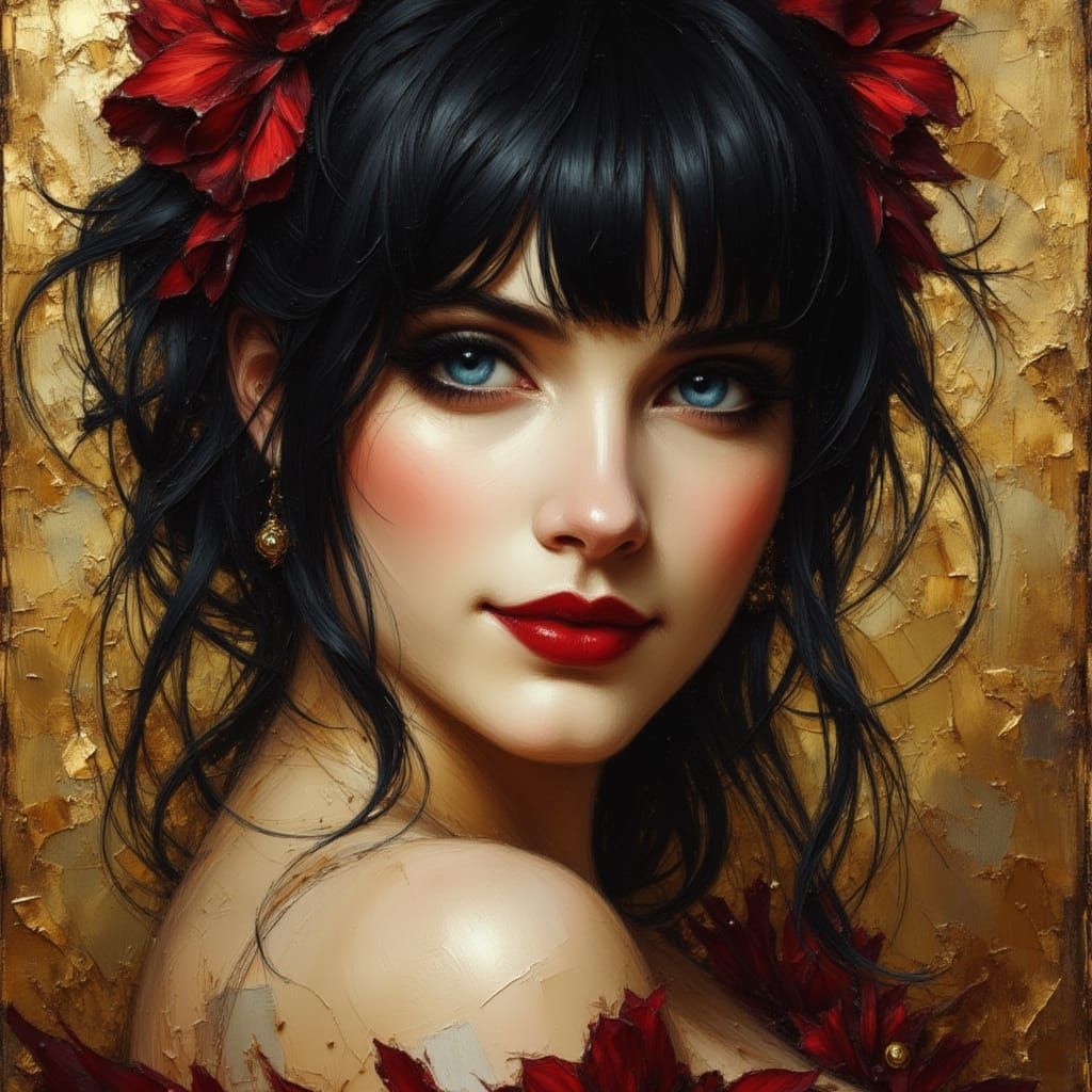 Punk Queen Portrait in Rococo Hyperdetailed Style