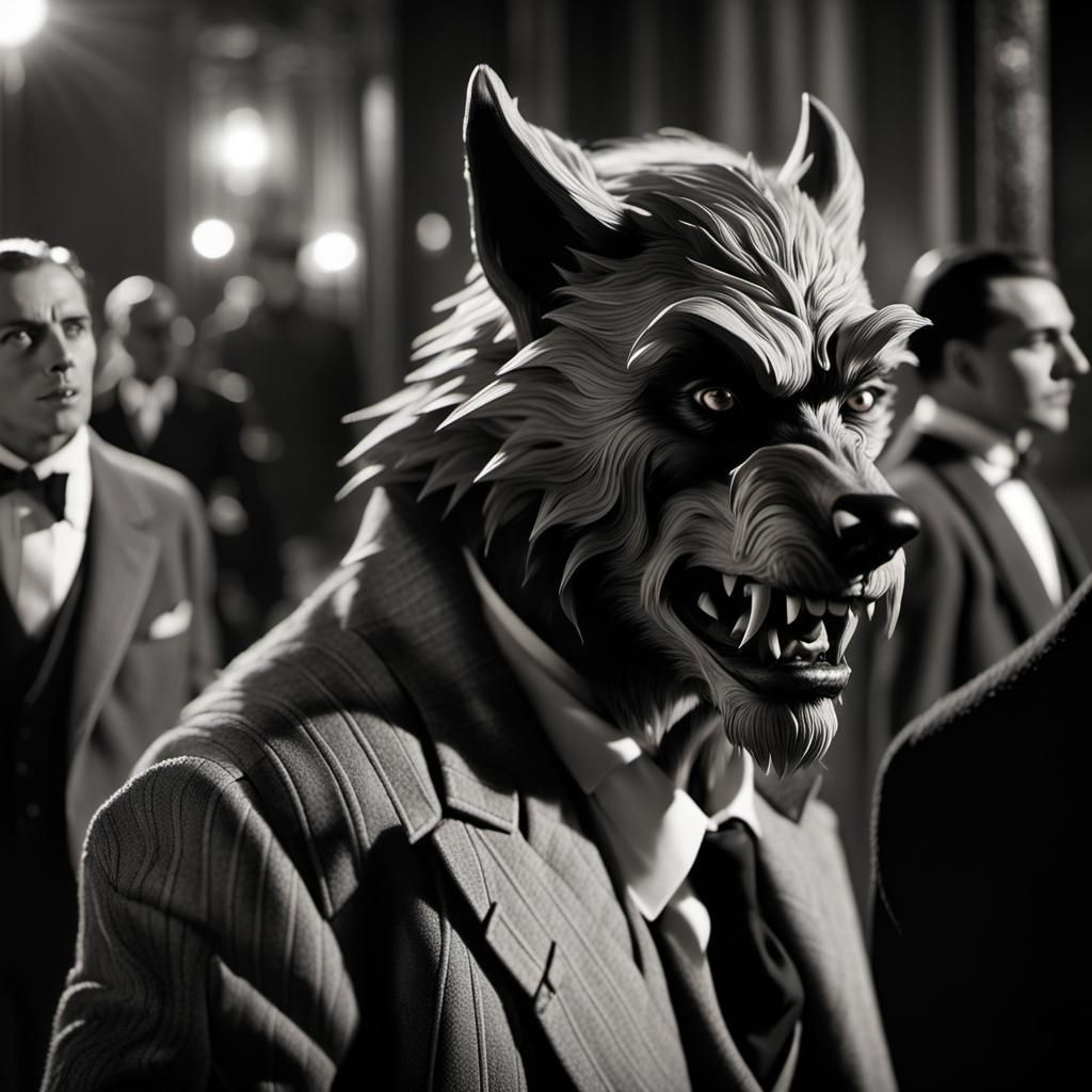 Elegant Deco Werewolf Stares at Refinement