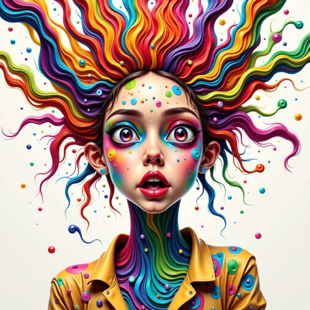 Bold Caricature with Exaggerated Features in Pop-Art Style