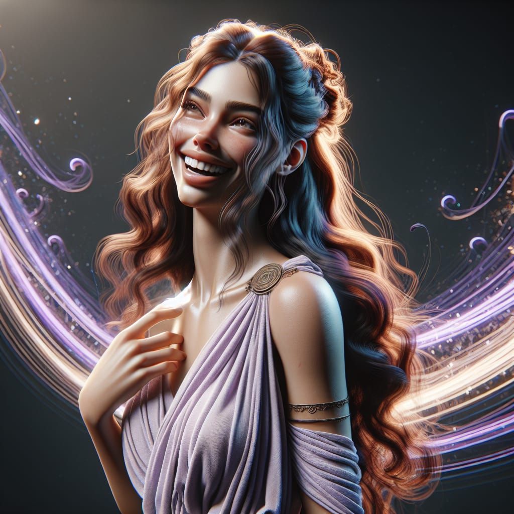 Ancient Greek Goddess of Merriment in Vibrant Color