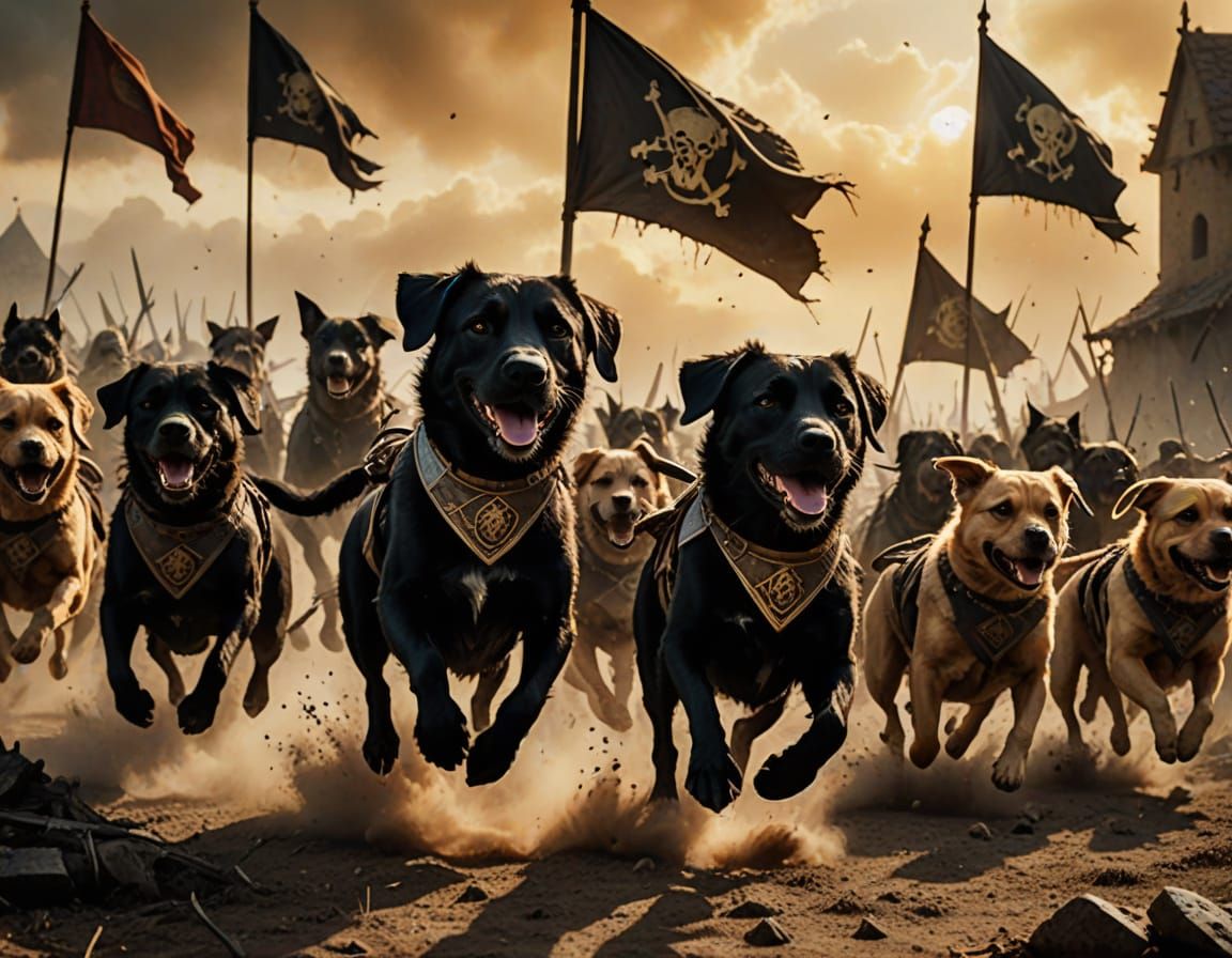 Epic Dogs of War in Dark Fantasy Art