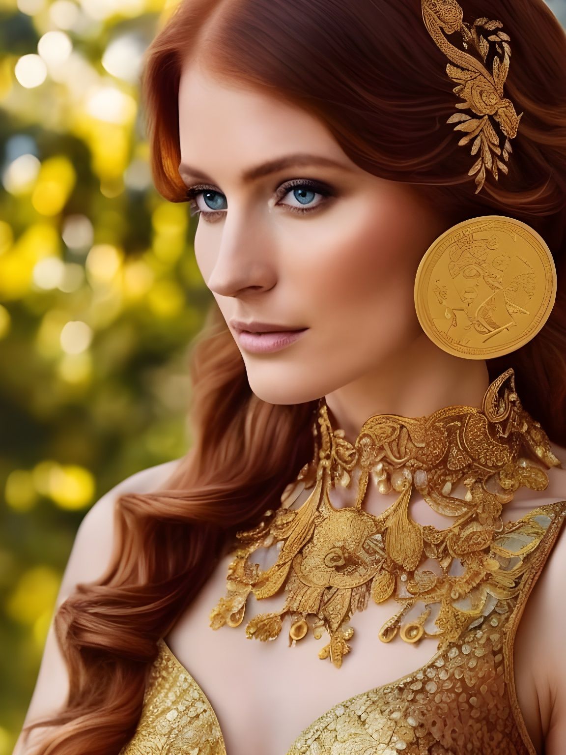 Golden Goddess Radiates Intricate Beauty