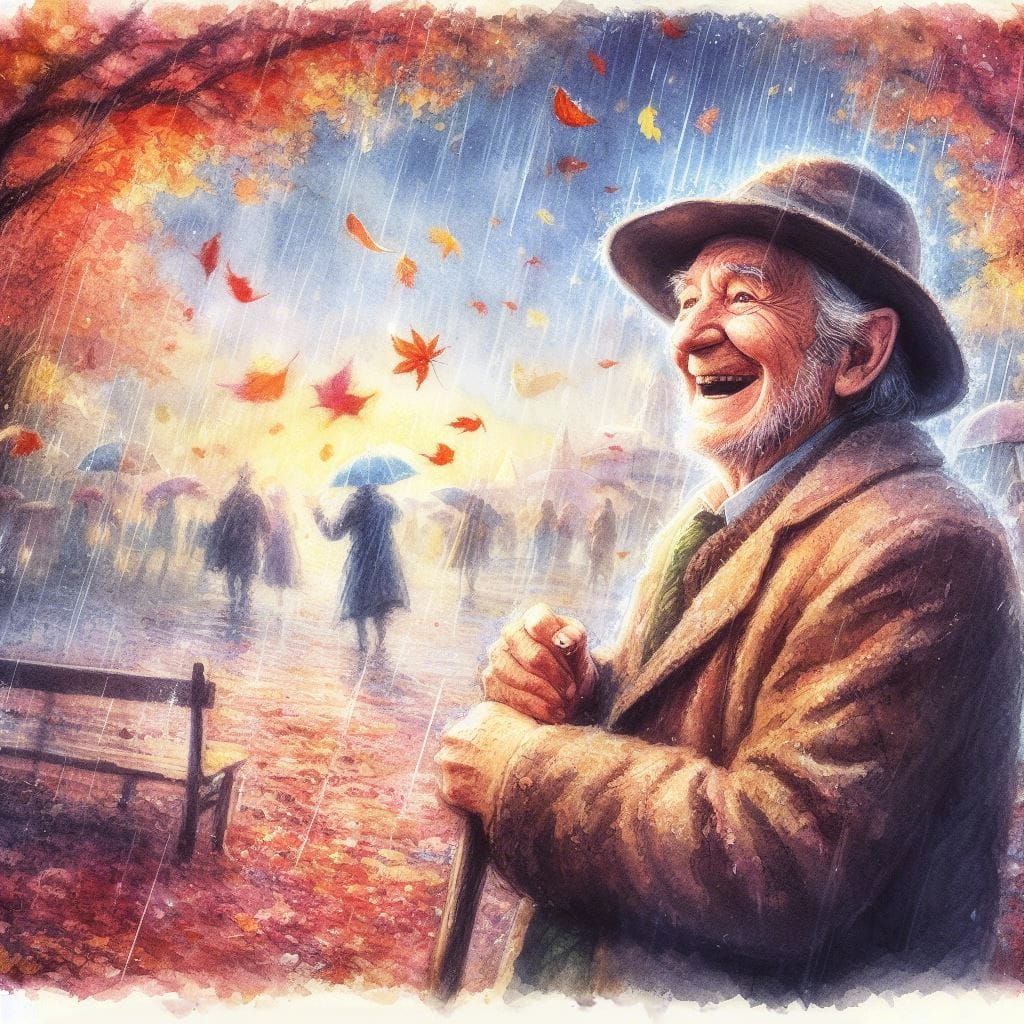Whimsical Autumn Portrait in Watercolor Style
