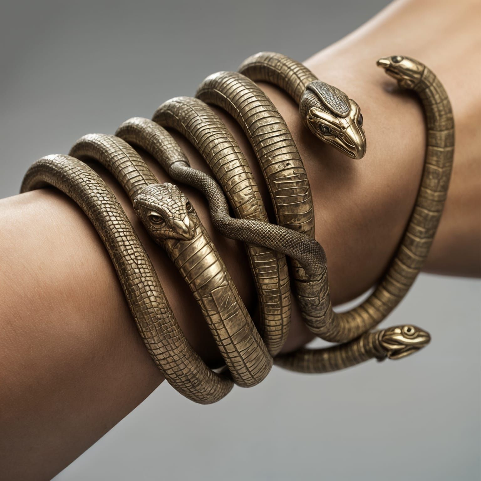 Egyptian Woman Wears Snake Armlet in Intricate Ancient Brace...