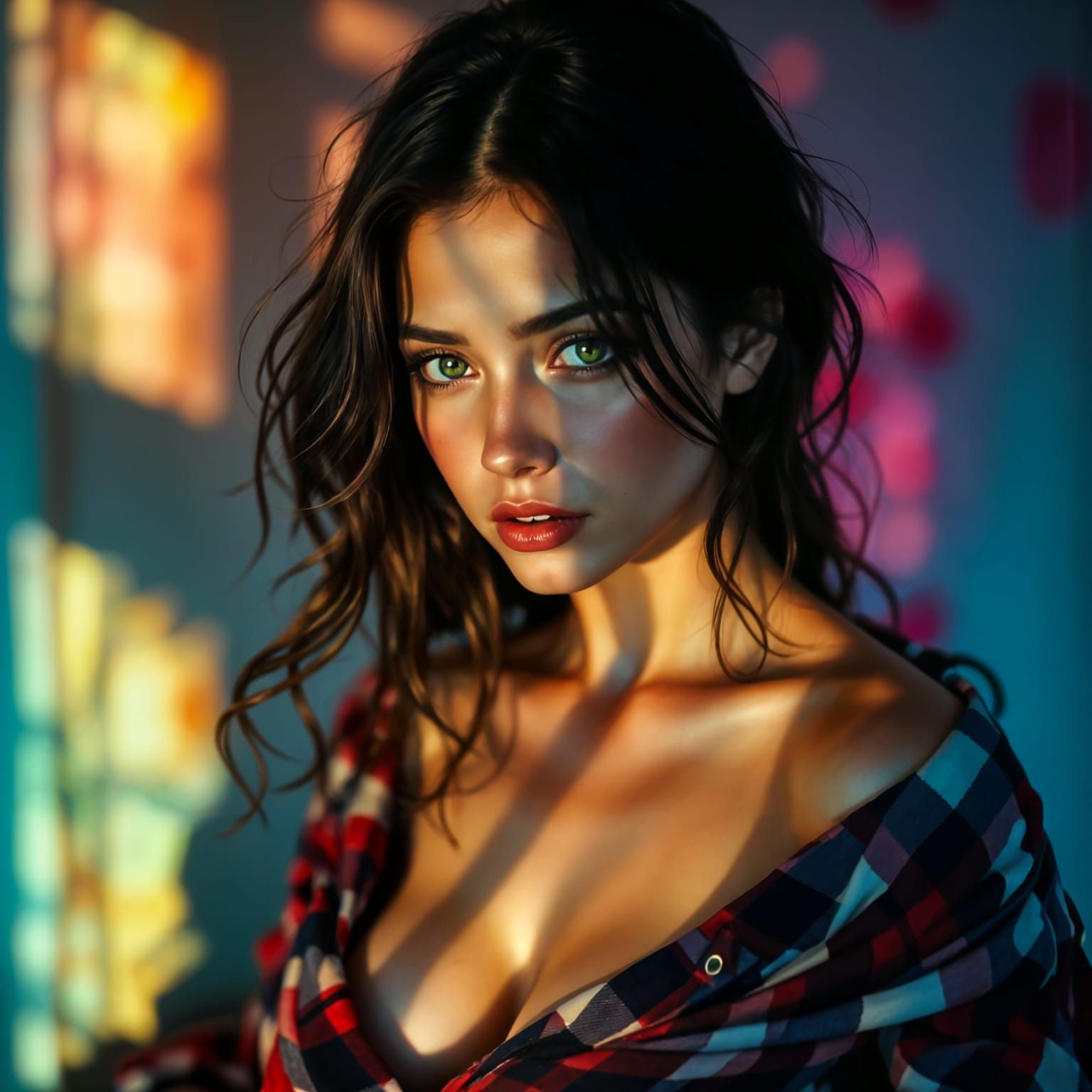 Elegant Woman Embracing Casual Style in Hyperrealistic Portr...