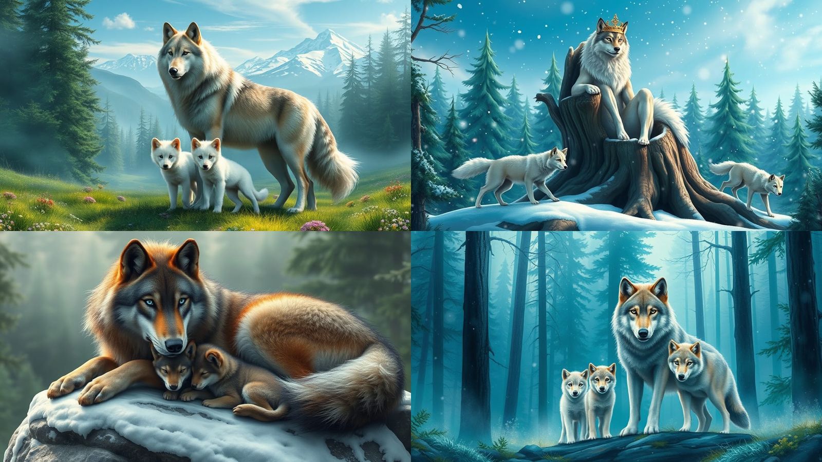 Wolf King Reigns Over a Lush Green Forest with His Two Adora...