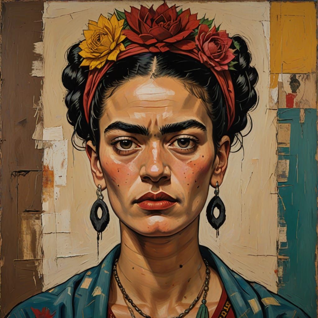 Naive Portrait of a Woman in Earthy Tones