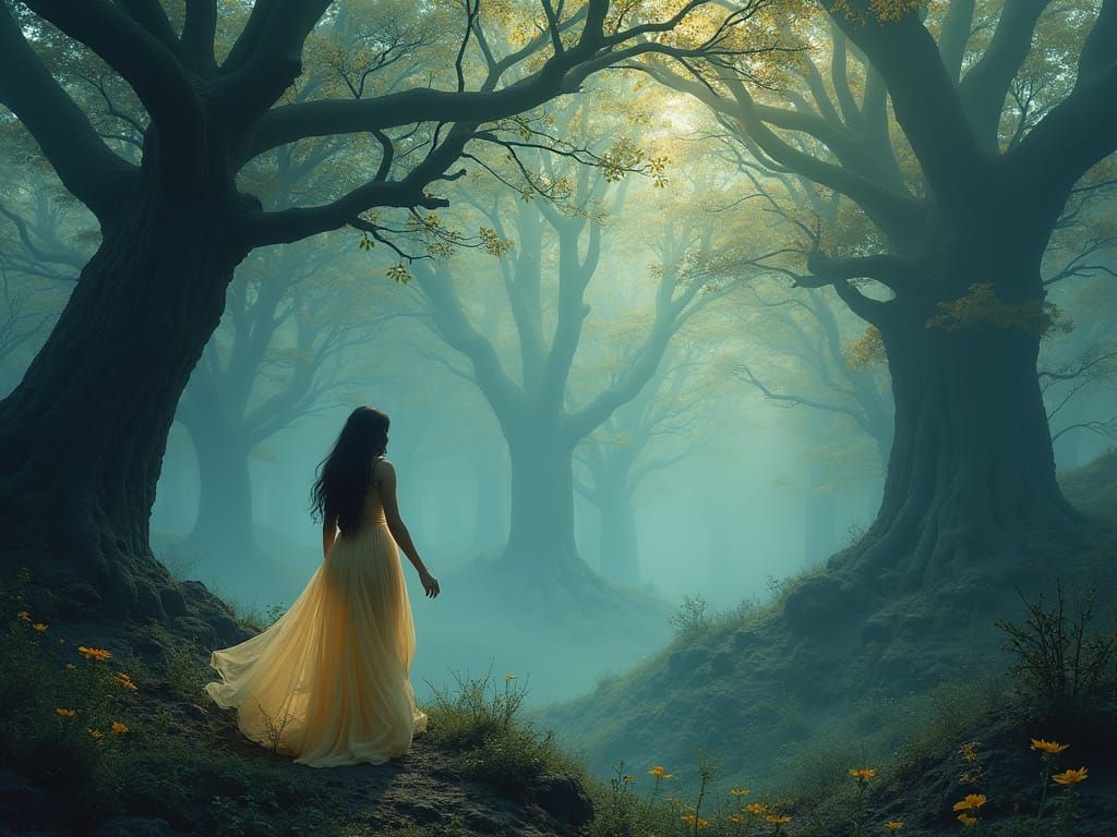 Surreal Fantasy Forest in Dreamlike Landscape Style