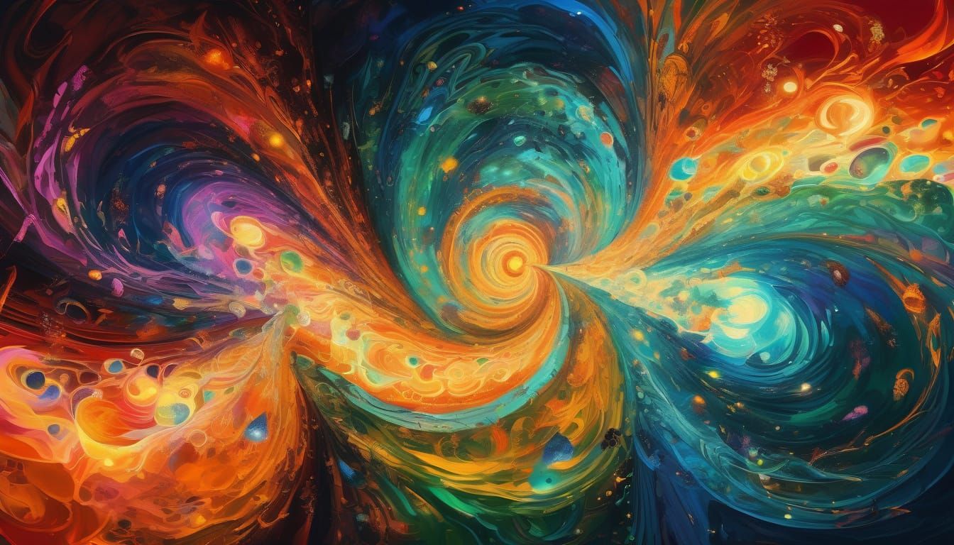 Five Abstract Vortex Maelstroms with Radiant Paint and Cosmi...