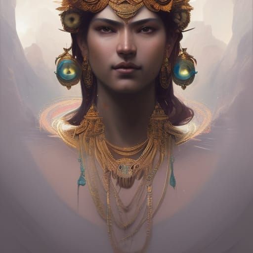 Ethereal Portrait of Vibhishana Amidst Celestial Splendor