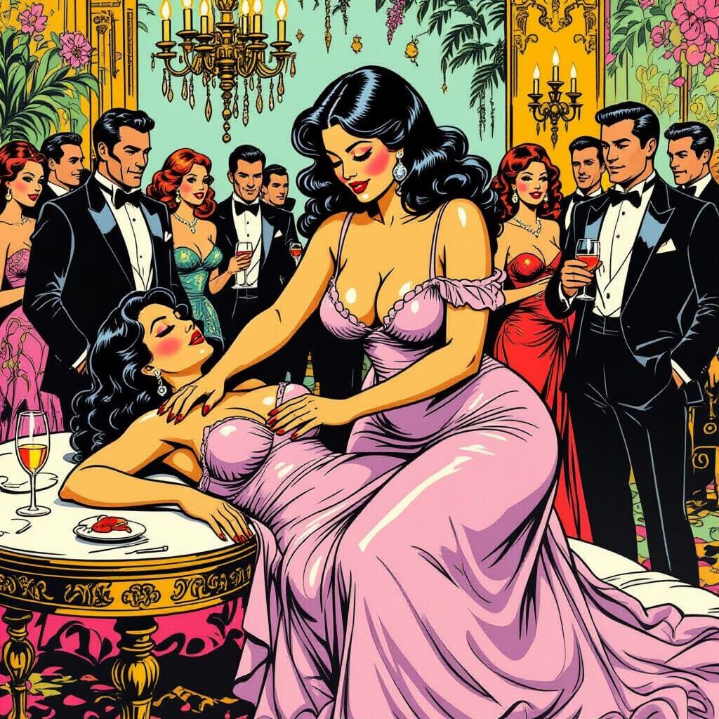 Voluptuous Woman's Massage in Underground Comix Style