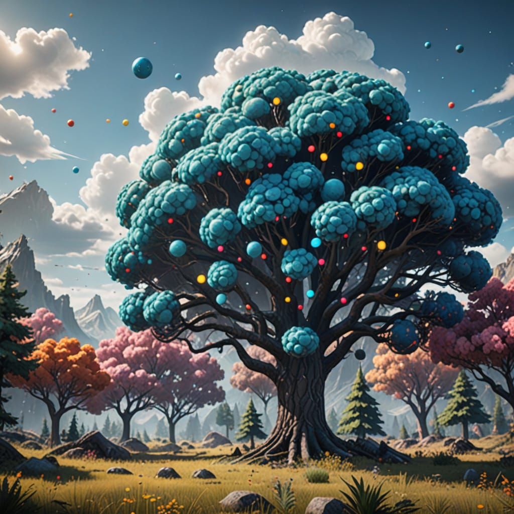 Surreal Polka Dot Dreamscape in Detailed Matte Painting