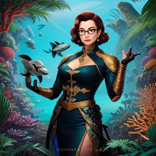 Regal Cobra Goddess in a Fantastical Mosaic World