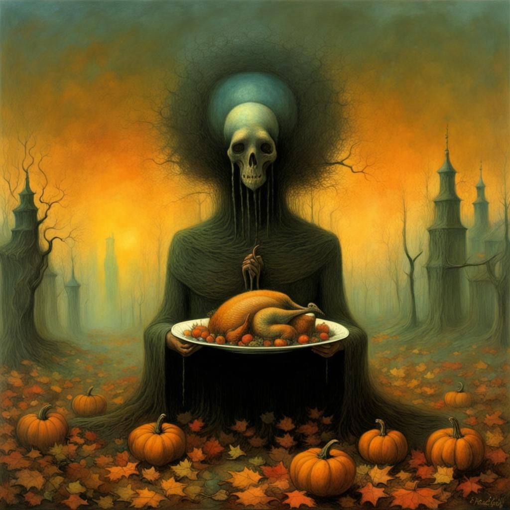 Muted Colors of a Surreal Harvest Scene in a Dark Art Aesthe...