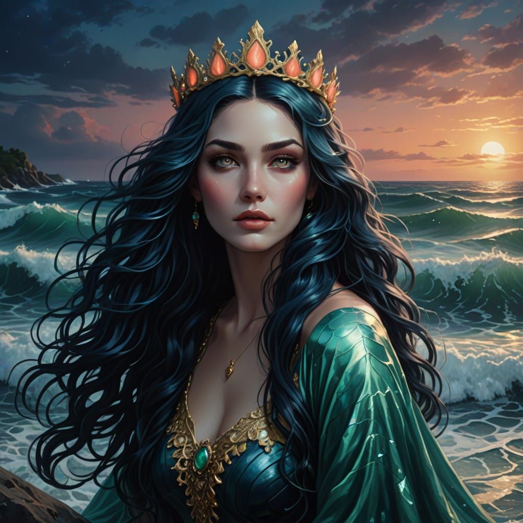 Midnight Siren Under the Moonlit Waves