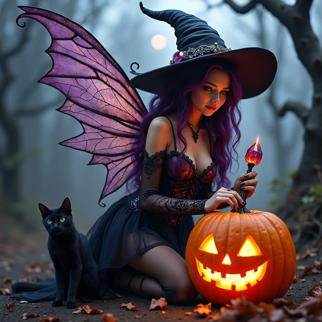 Gothic Halloween Fairy Carving Jack-O'-Lantern