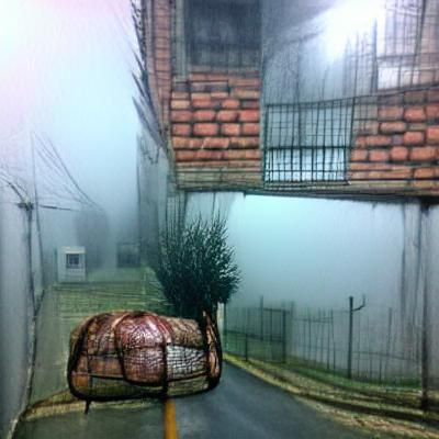 Horrific Abandoned Town in Dark Cyberpunk Style