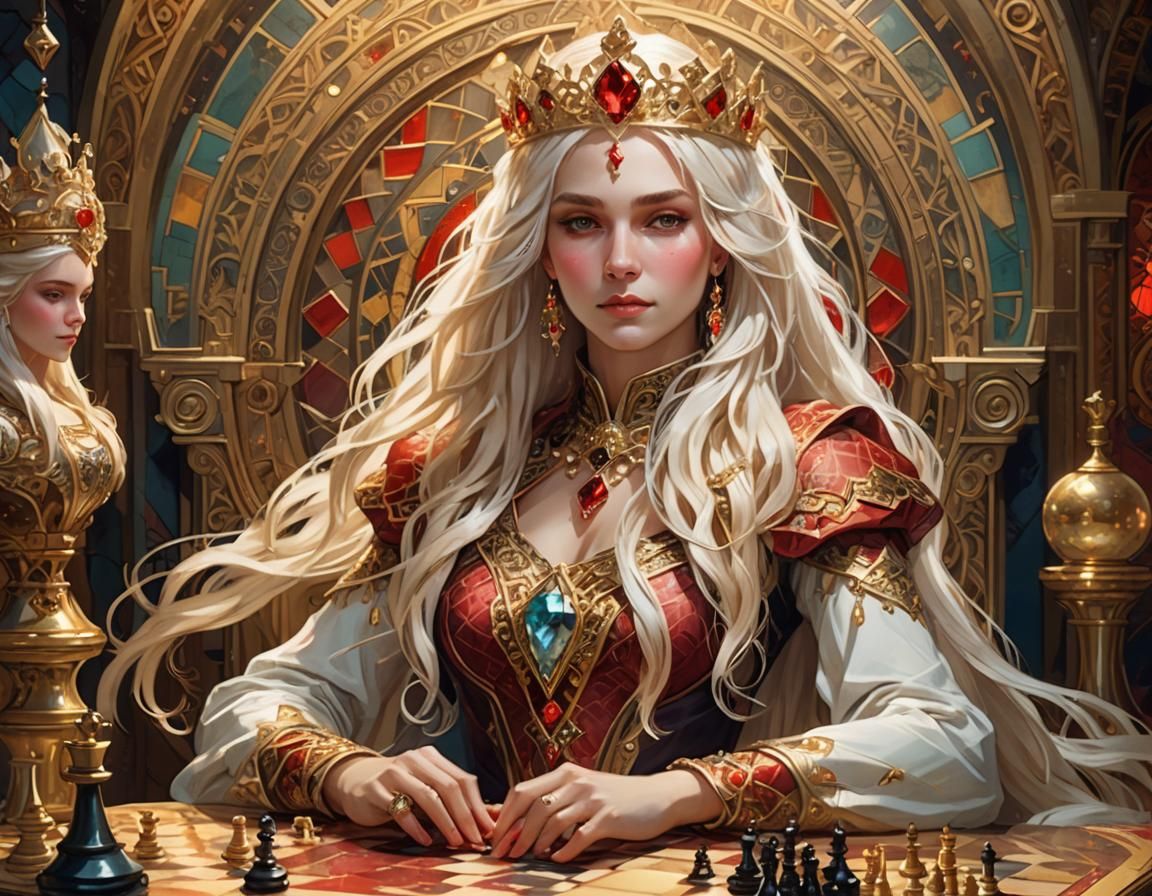 Regal Fantasy Queen in Art Deco Luxury