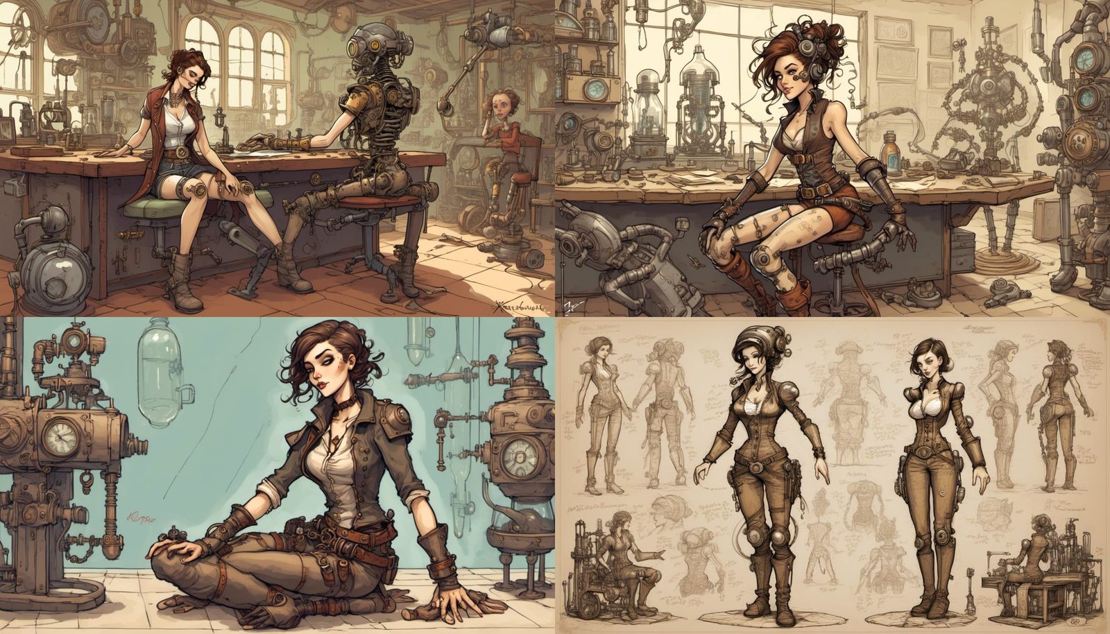 Ethereal Steampunk Siren in Fanciful Laboratory Yoga Pose