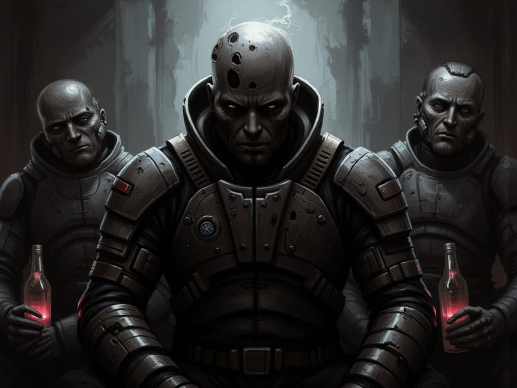 Dejected Mercenary in Tattered Space Suit