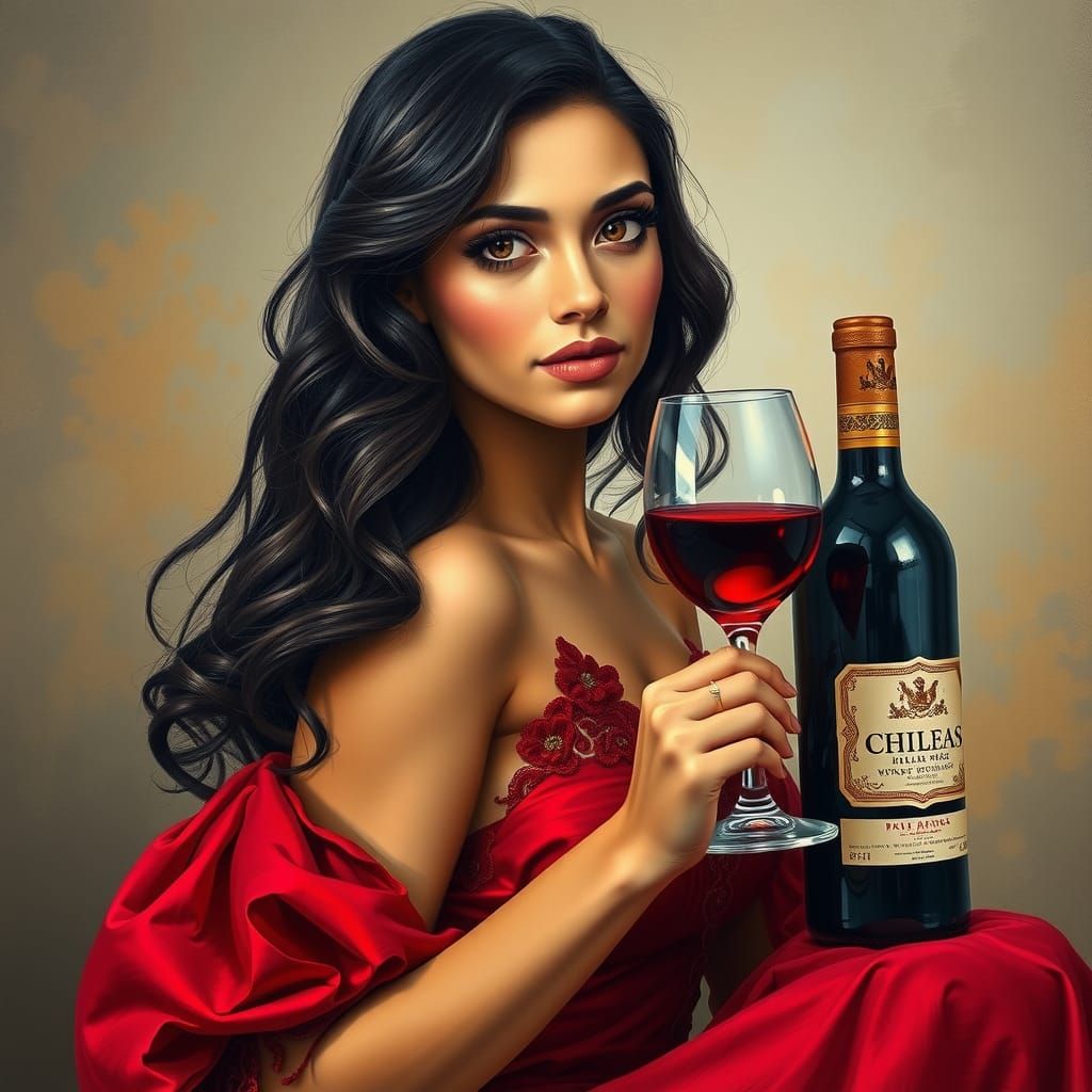 Sensual Portrait of a Young Latina Woman in a Vibrant, Eclec...