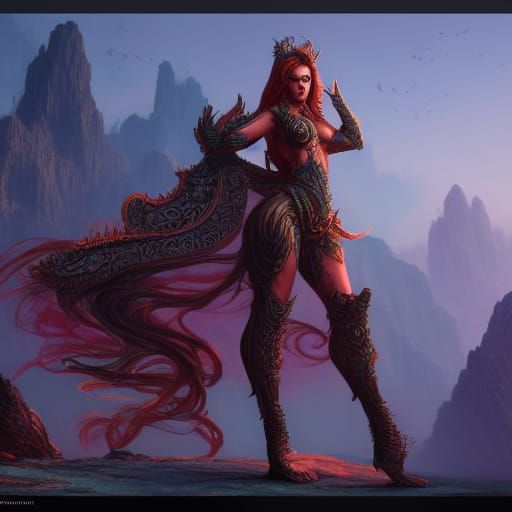 Ethereal Fantasy Portrait in Vibrant Complementary Colors