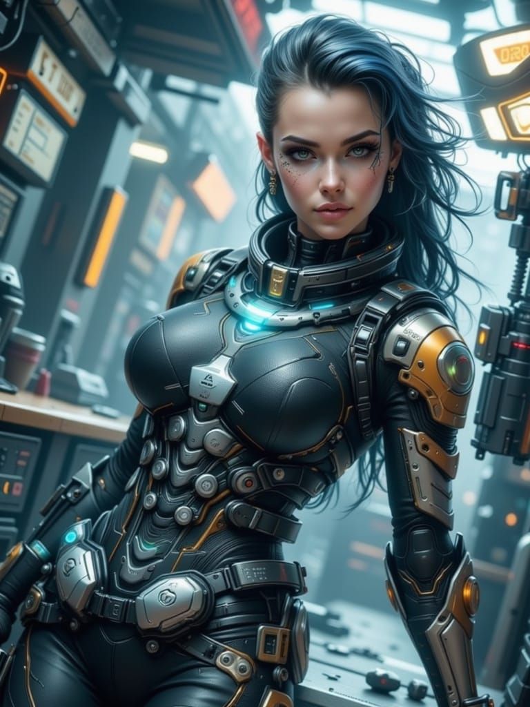 Fairy Punk Armored Woman: Photorealistic Think Tank