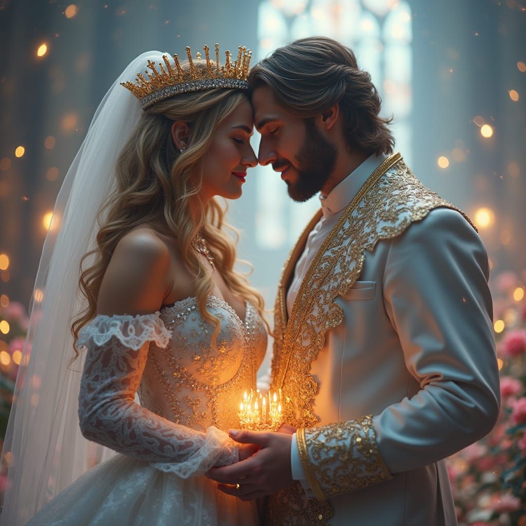 Romanticized Royal Union in Whimsical Sparkle
