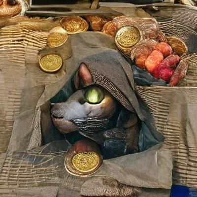 A Lively Khajiit Merchant Offers Wares for Purchase
