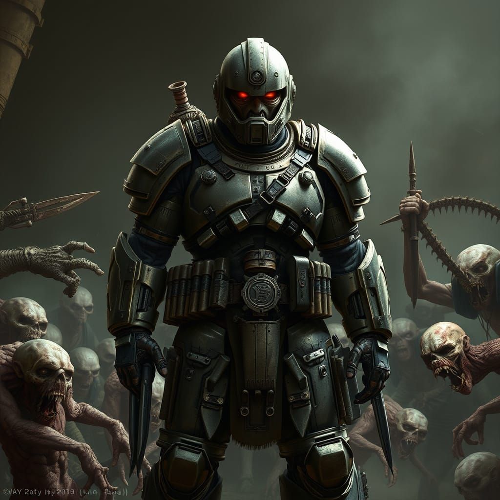Vault-Dweller Soldier Defies Post-Apocalyptic Horde in Power...