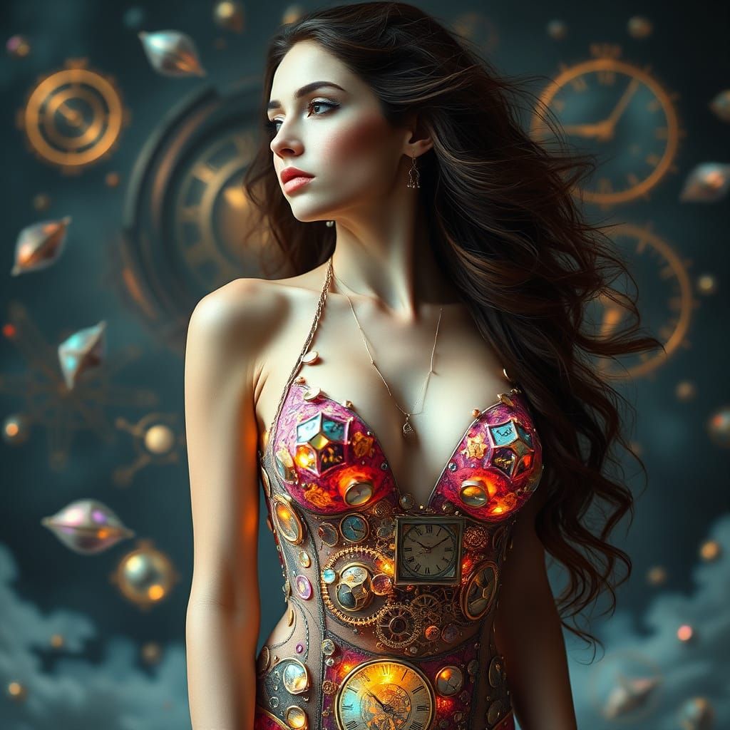 Hourglass Woman in Microkini: Surreal Digital Art