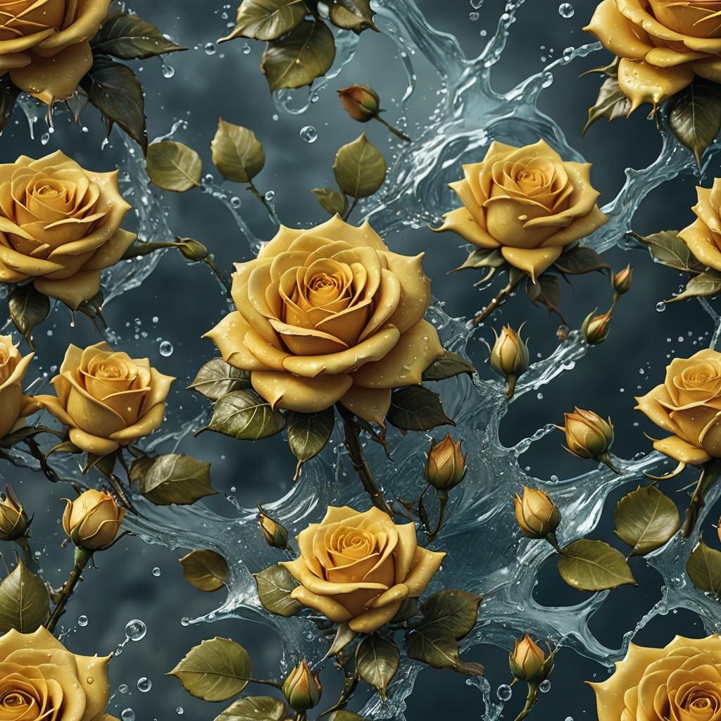 Vibrant Yellow Sugar Rose in Majestic Fantasy Setting