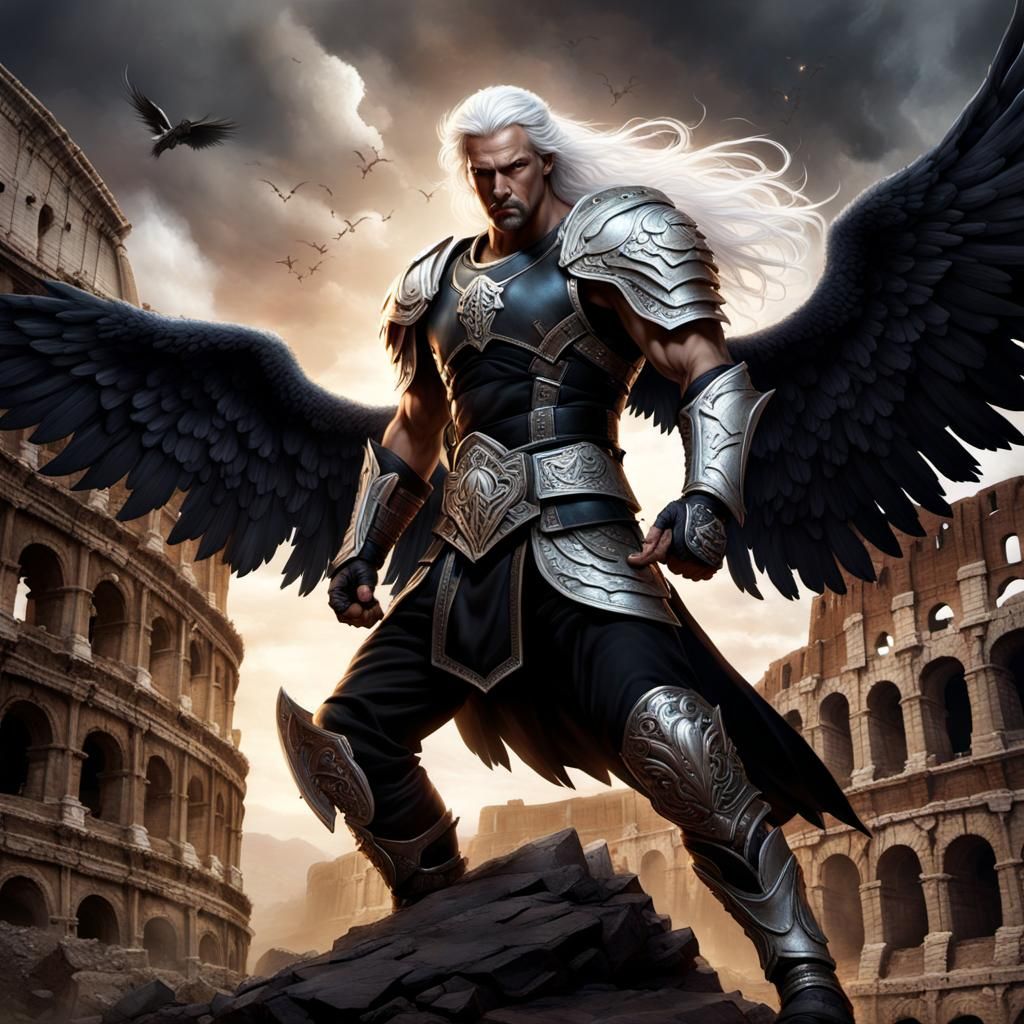 Dark Fantasy Fighter in a Colosseum