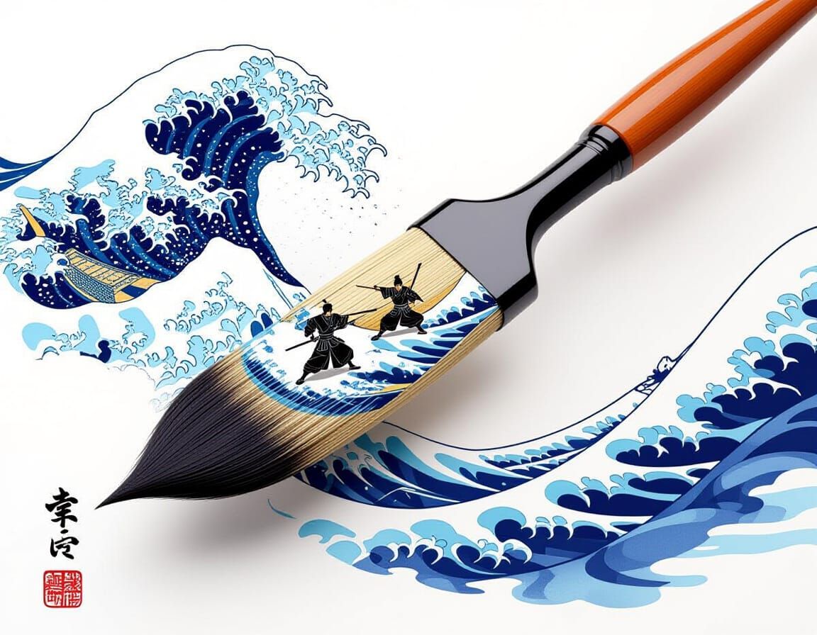 Miniature Japanese World Inside a Calligraphy Brush