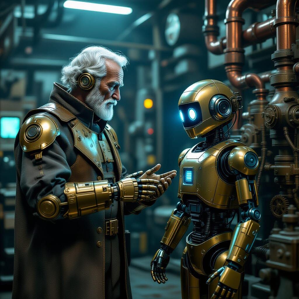 Steampunk Robot Mentor Teaching in Industrial Setting